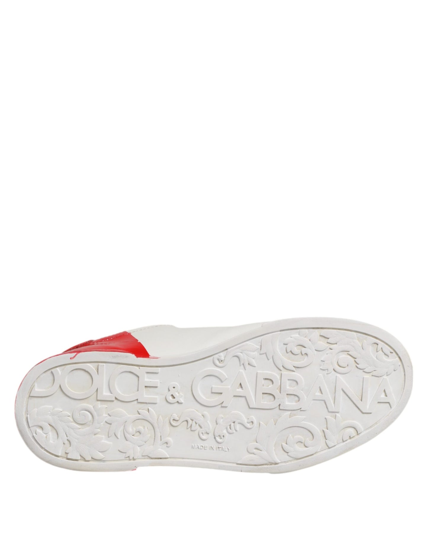 Dolce & Gabbana Weiß Rot Leder Logo Low Top Sneakers Schuhe