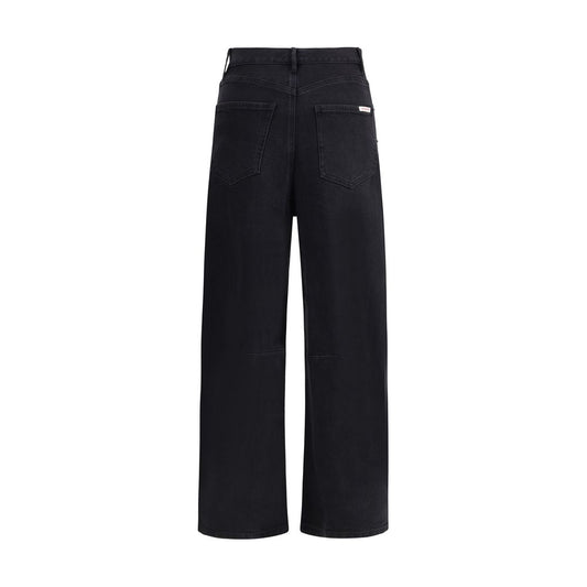 Selbstporträt Schwarze Baumwoll-Jeans mit hohem Bund