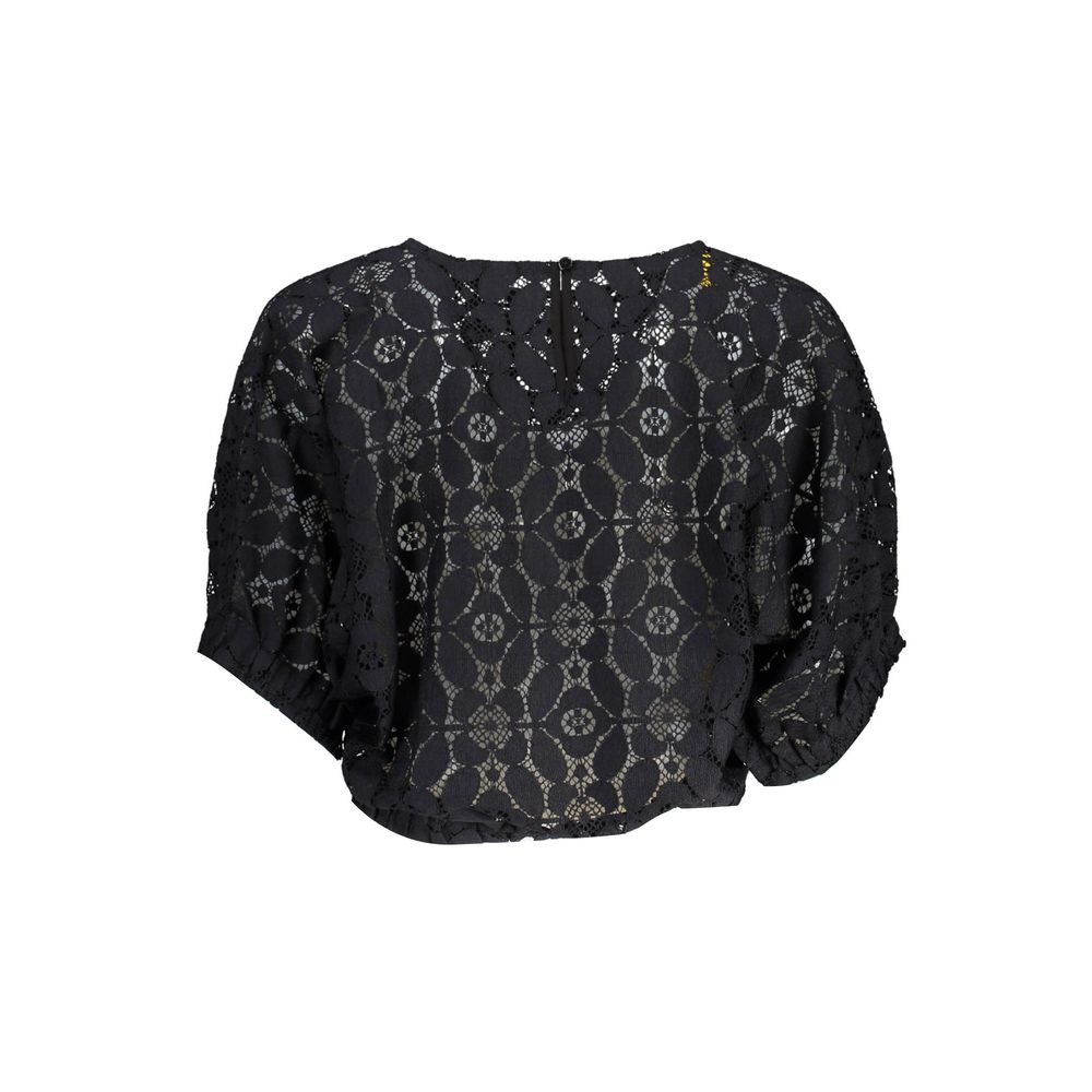 Desigual „Schwarze Polyester-Damenbluse mit kontrastierendem Gummibund“