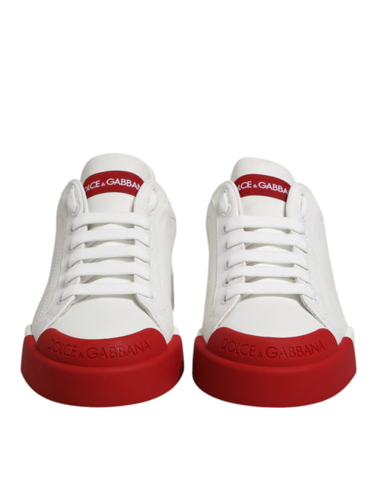Dolce & Gabbana Weiße Leder DG Logo Low Top Sneakers Schuhe