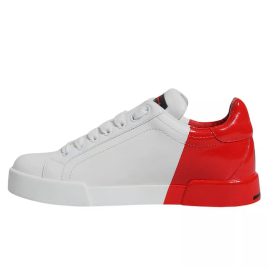 Dolce & Gabbana Weiß Rot Portofino Low Top Sneakers Schuhe