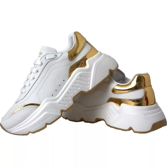 Dolce & Gabbana Weißgold DAYMASTER Leder Sneakers Herrenschuhe
