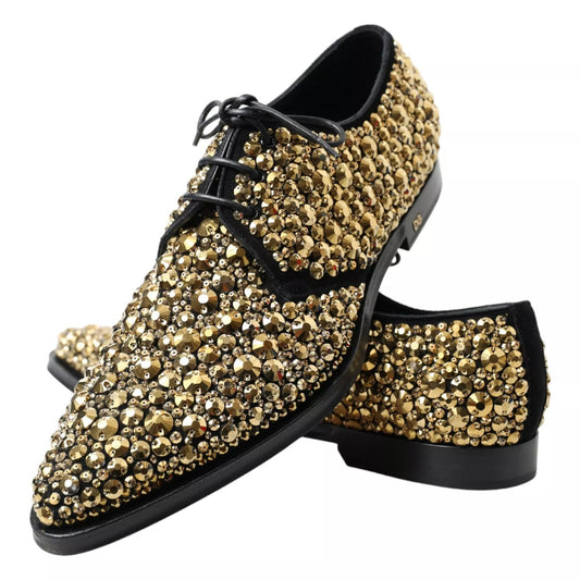 Dolce & Gabbana – Derby-Schuhe mit Verzierung in Schwarz und Gold