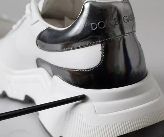 Dolce & Gabbana – Sport-Sneaker „Daymaster“ aus weißem und silbernem Leder