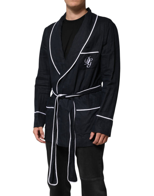 Dolce & Gabbana Dunkelblaue DG-Stickereijacke Robe Blazer