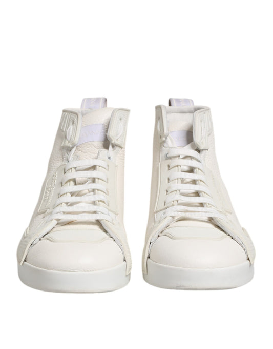 Dolce & Gabbana Weiße Leder Mid-Top-Sneakers