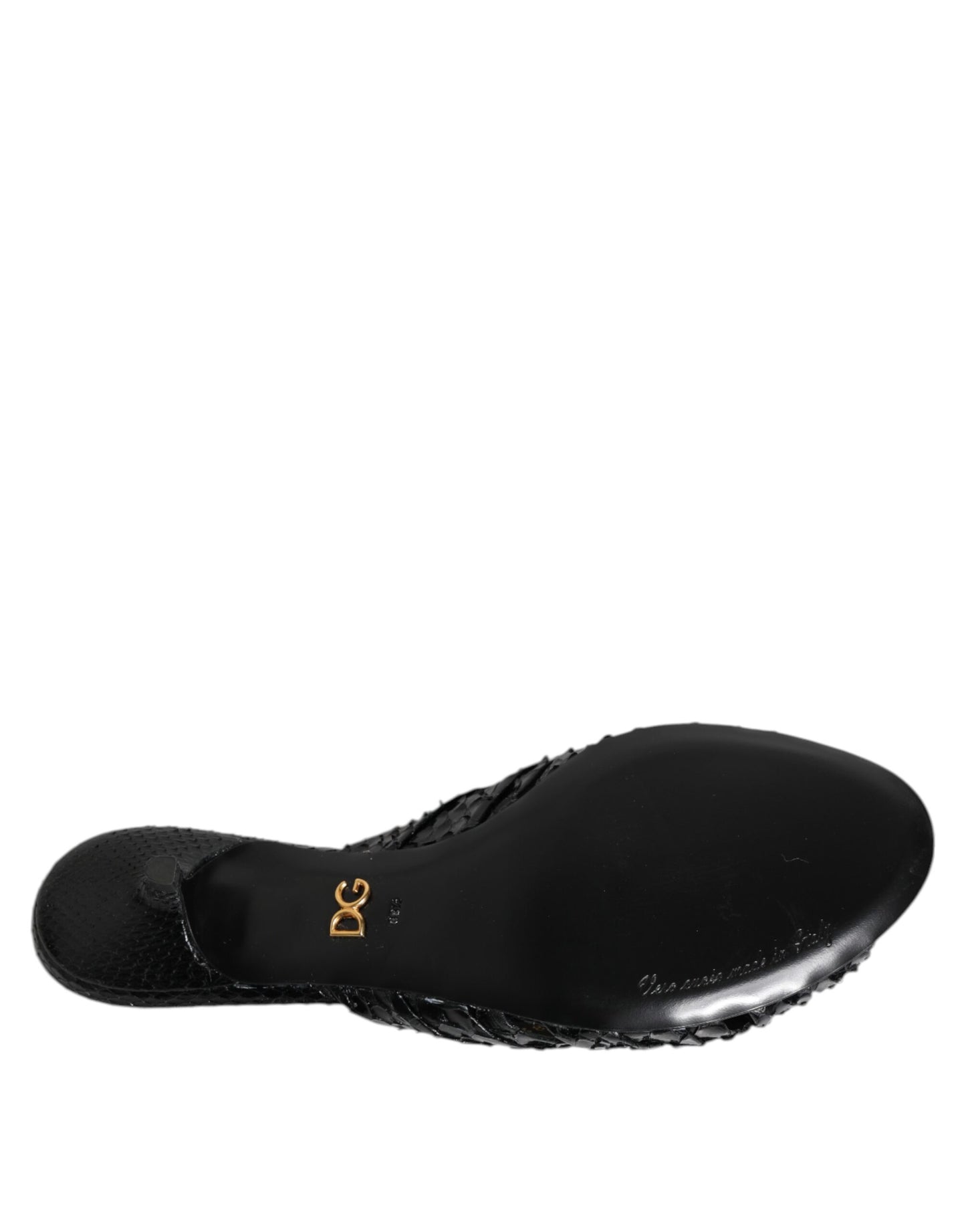 Dolce & Gabbana Schwarze Leder Heels Slides Sandalen Schuhe