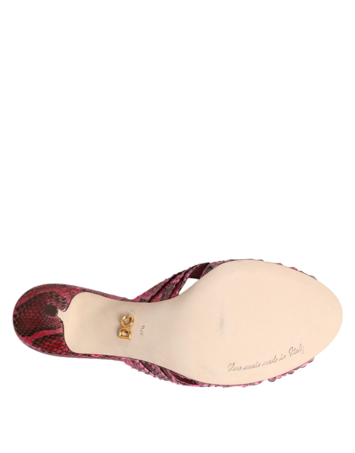Dolce & Gabbana Rosa Leder Heels Slides Sandalen Schuhe