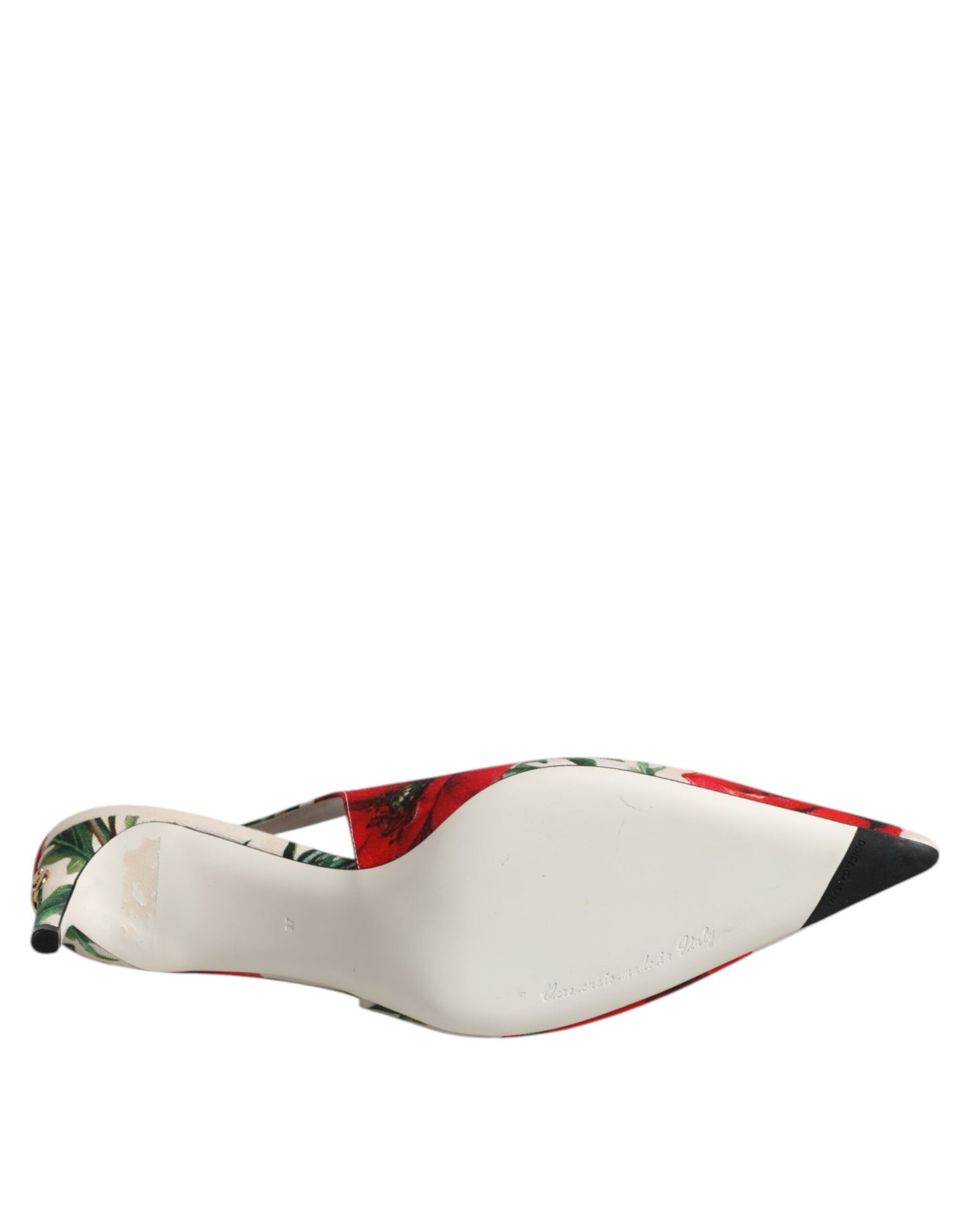 Dolce & Gabbana Weiße Blumenabsätze Slingback-Sandalen Schuhe