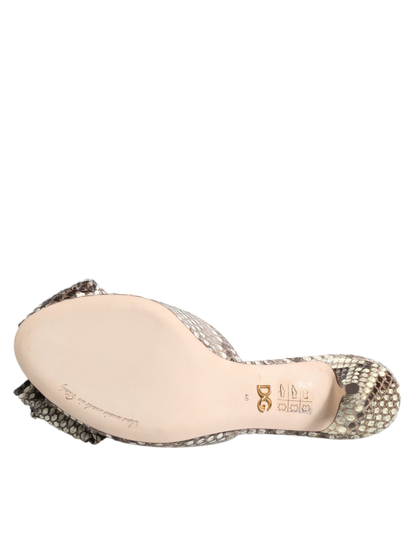 Dolce & Gabbana – Keira – Peep-Toe-Pantoletten aus Leder mit mehrfarbiger Schleife