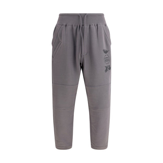 Y-3 Graue Baumwoll-Jogginghose (Trainingshose)