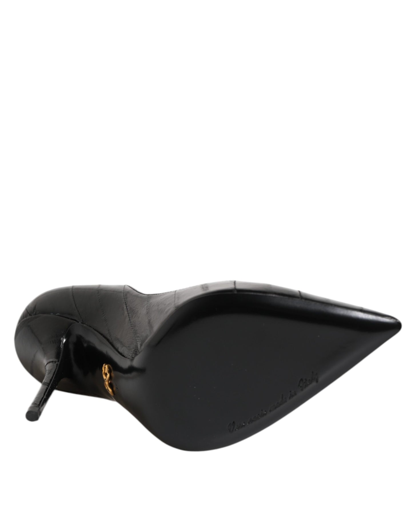 Dolce & Gabbana Schwarze Leder Stiletto High Heels Pumps Schuhe