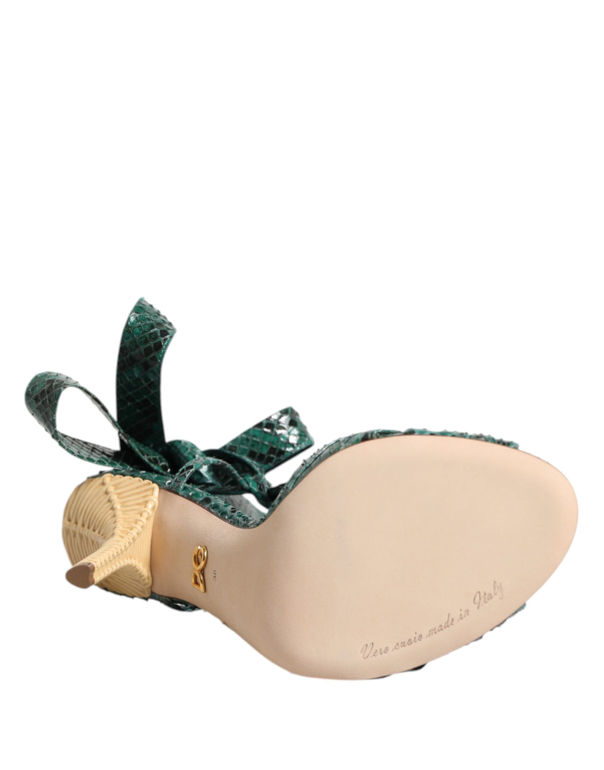 Dolce & Gabbana Grüne Pythonleder Heels Sandalen Schuhe