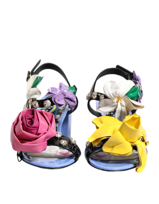 Dolce & Gabbana Mehrfarbige Blumenkristall-Keira-Sandalen