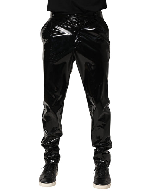 Dolce & Gabbana Schwarze Polyesterhose mit mittlerer Taille für Herren