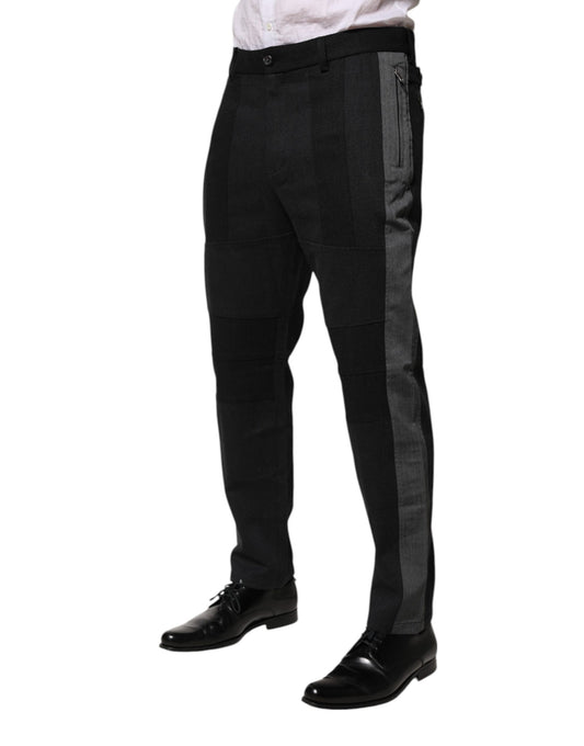 Dolce & Gabbana – Schwarze, graue Baumwollhose für formelle Anlässe