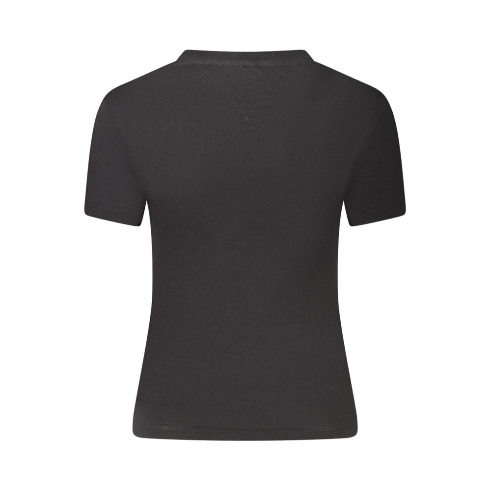 Tommy Hilfiger – Schwarzes Baumwoll-T-Shirt für Damen