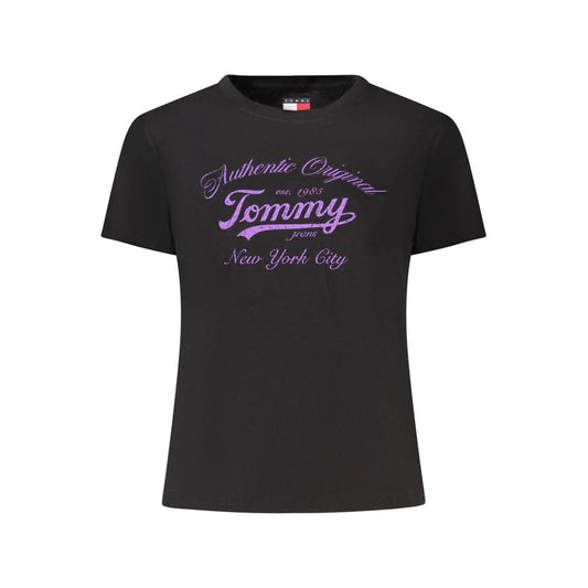 Tommy Hilfiger – Schwarzes Baumwoll-T-Shirt für Damen