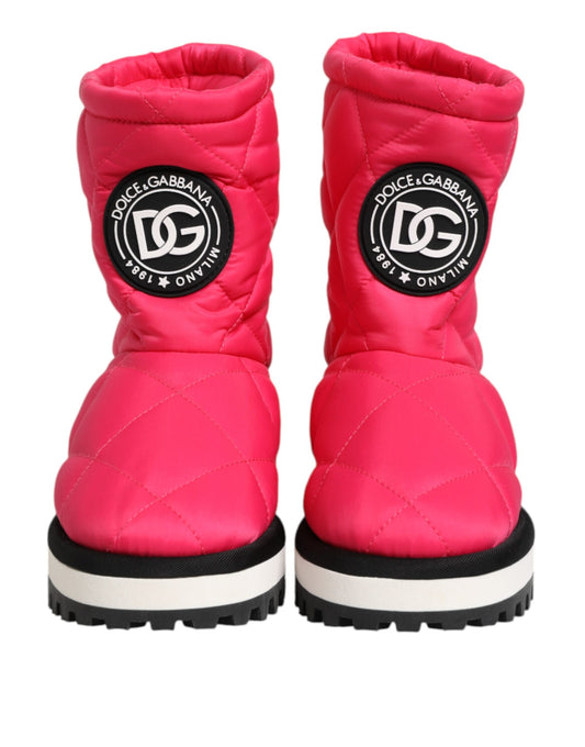 Dolce & Gabbana – Gepolsterte Stiefel mit halbhohem Schaft aus Viskose in Rosa und Weiß