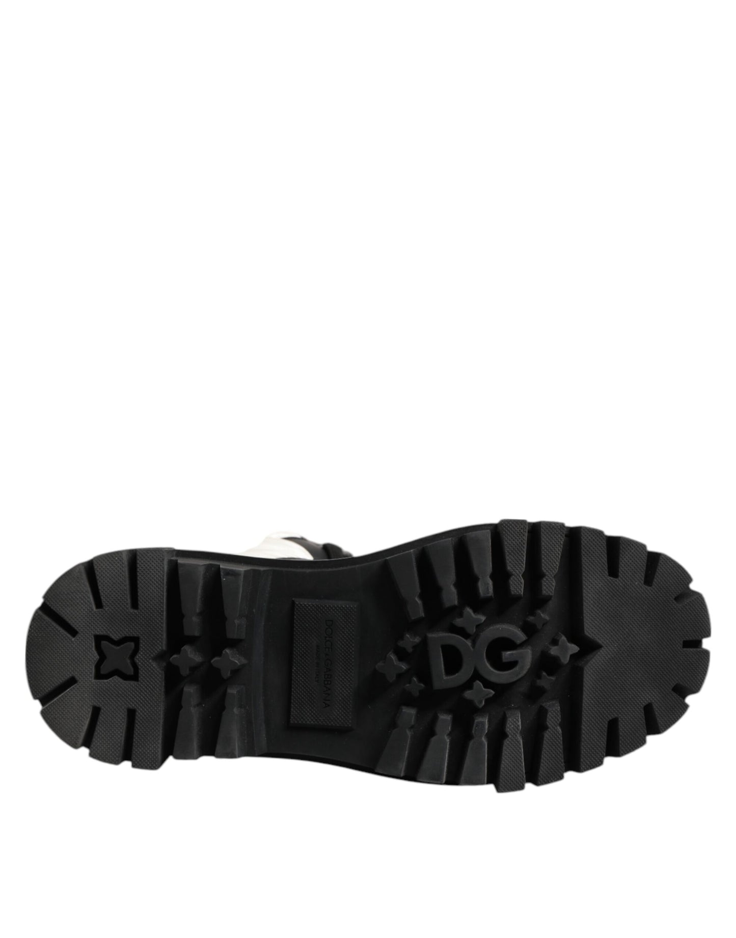 Dolce & Gabbana – Gepolsterte, wadenhohe Schnürstiefel in Schwarz und Weiß