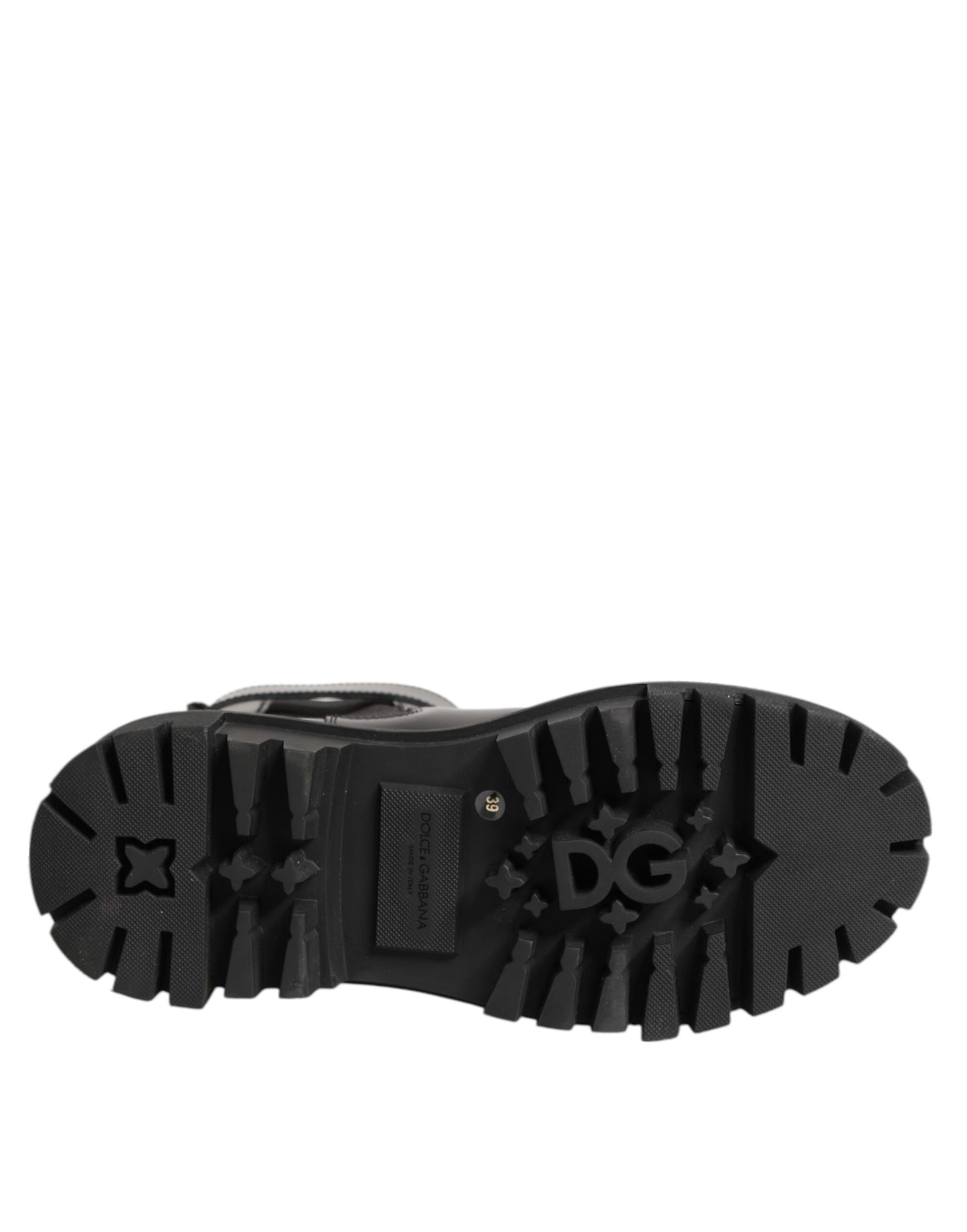 Dolce & Gabbana – Schwarze Stiefeletten aus Kalbsleder mit DG-Logo und Riemen