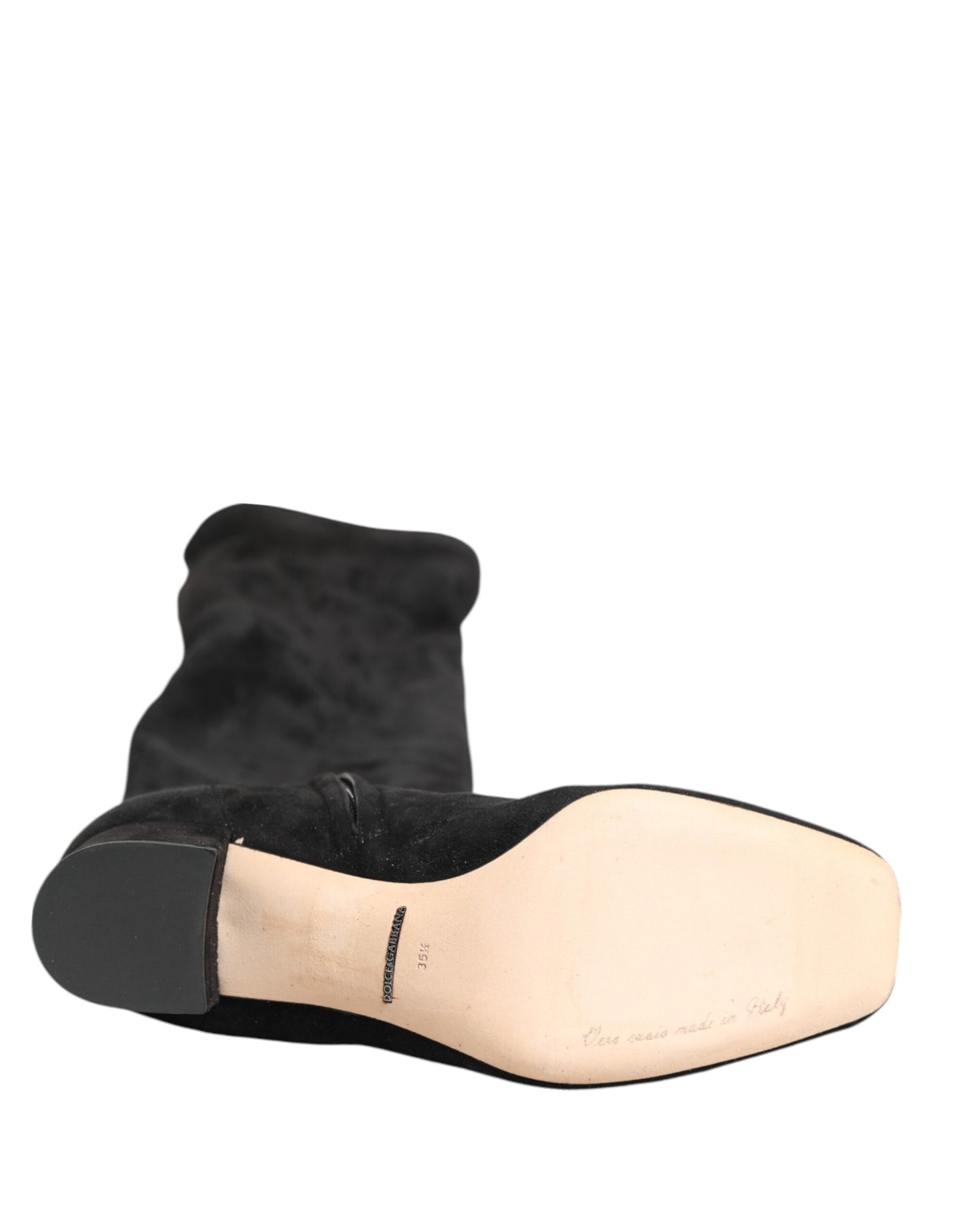 Dolce & Gabbana – Kniehohe Stiefel aus schwarzem Wildleder