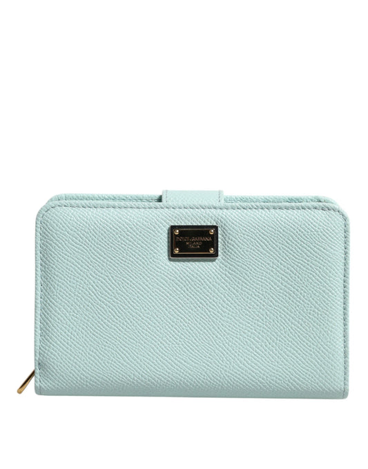 Dolce & Gabbana – Mintgrüne, zweifach faltbare Continental-Clutch aus Leder