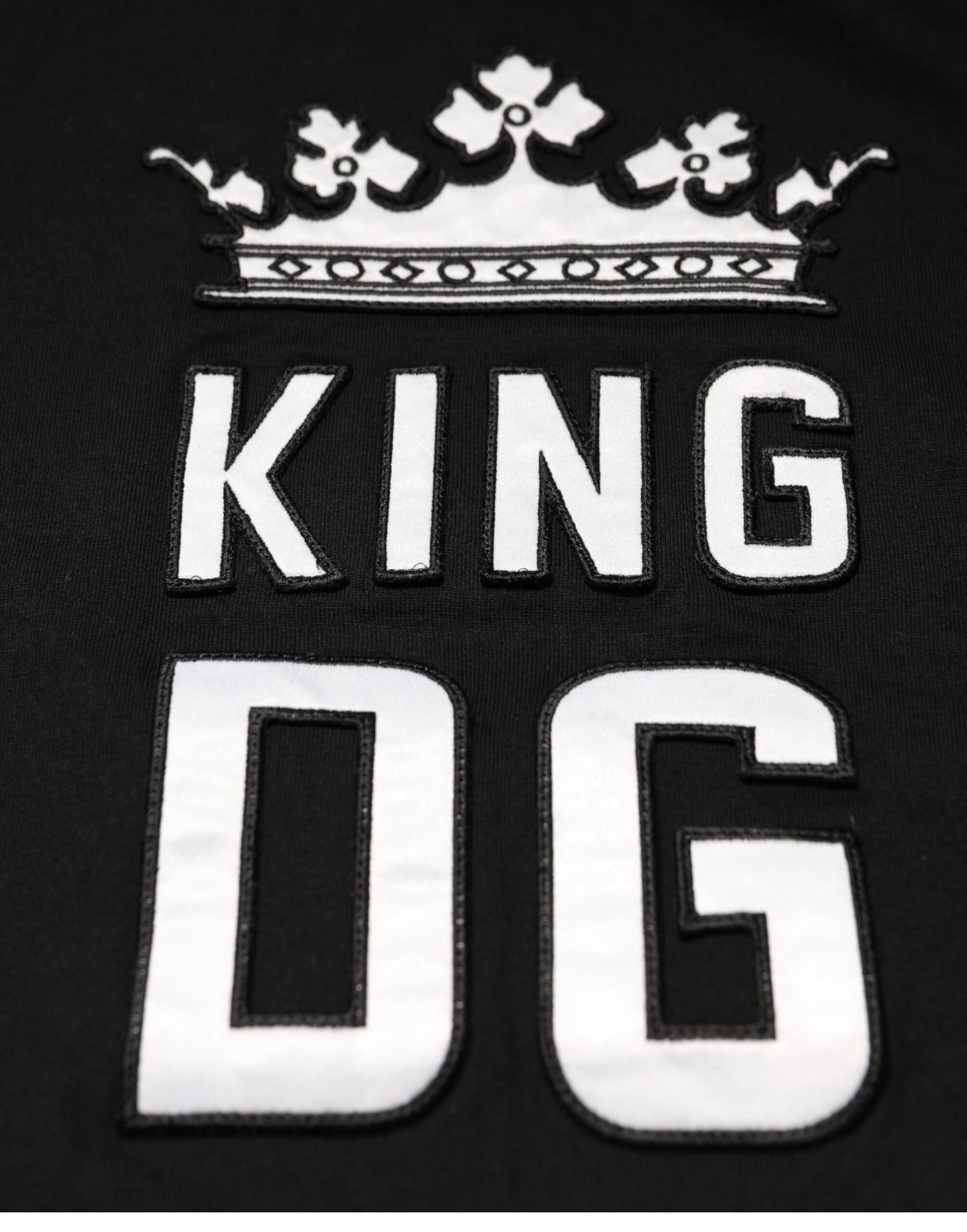 Dolce & Gabbana Schwarzes T-Shirt aus Baumwolle mit Rundhalsausschnitt „DG King Crown“