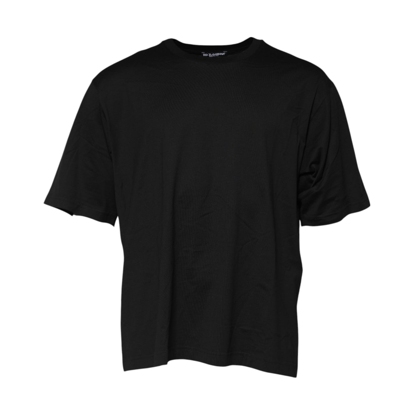 Dolce & Gabbana – Schwarzes T-Shirt aus Baumwolle mit Rundhalsausschnitt und kurzen Ärmeln