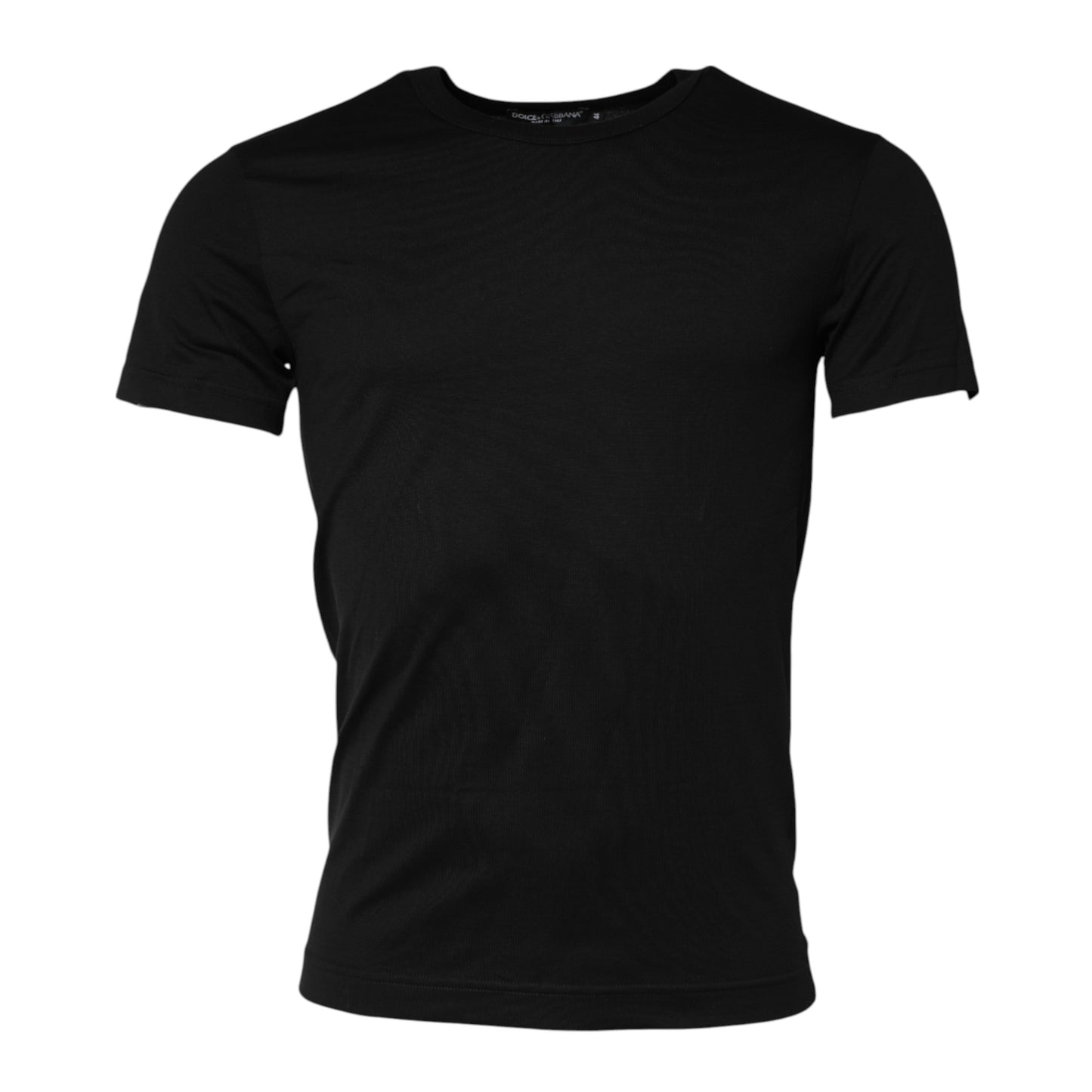 Dolce & Gabbana – Schwarzes T-Shirt aus Baumwolle mit Rundhalsausschnitt und kurzen Ärmeln