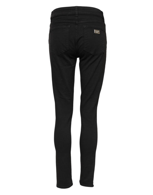 Dolce & Gabbana – Schwarze Skinny-Jeans aus Baumwolle mit mittlerer Taille