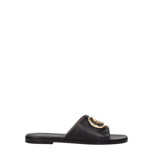 Off-White Leder-Slipper in Schwarz