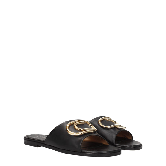 Off-White Leder-Slipper in Schwarz