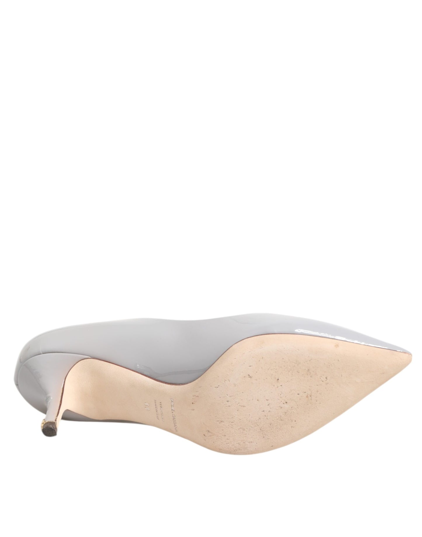 Dolce & Gabbana – Pumps aus hellgrauem Leder mit Kitten Heels