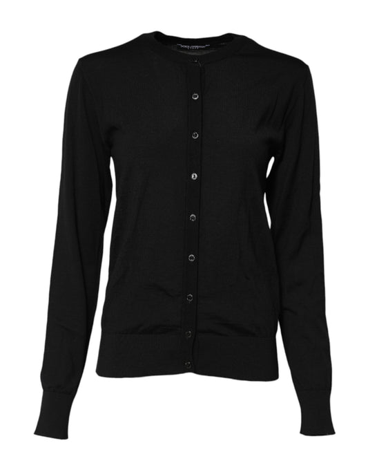 Dolce & Gabbana – Schwarzer Cardigan aus Wollstrick mit Rundhalsausschnitt