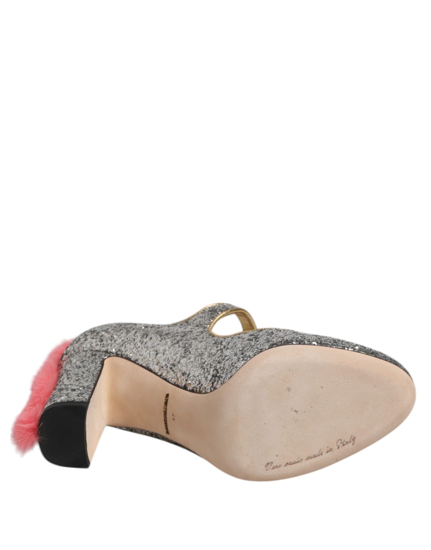 Dolce & Gabbana – VALLY – Pumps aus silbernem Glitzer-Nerzfell