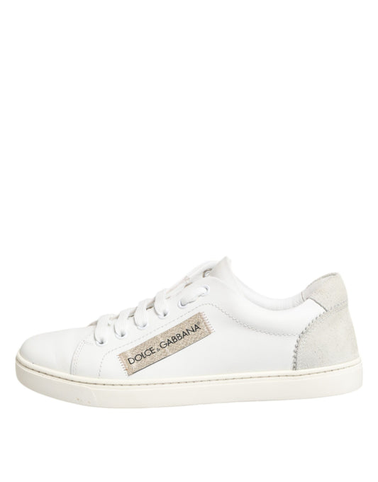Dolce & Gabbana Weiß Grau Leder Low Top Sneakers Schuhe