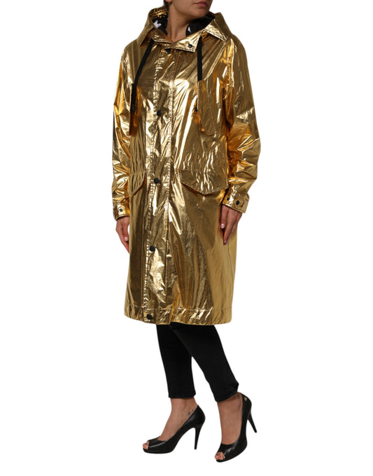 Dolce & Gabbana – Trenchcoat-Jacke mit Kapuze und langen Ärmeln in Gold