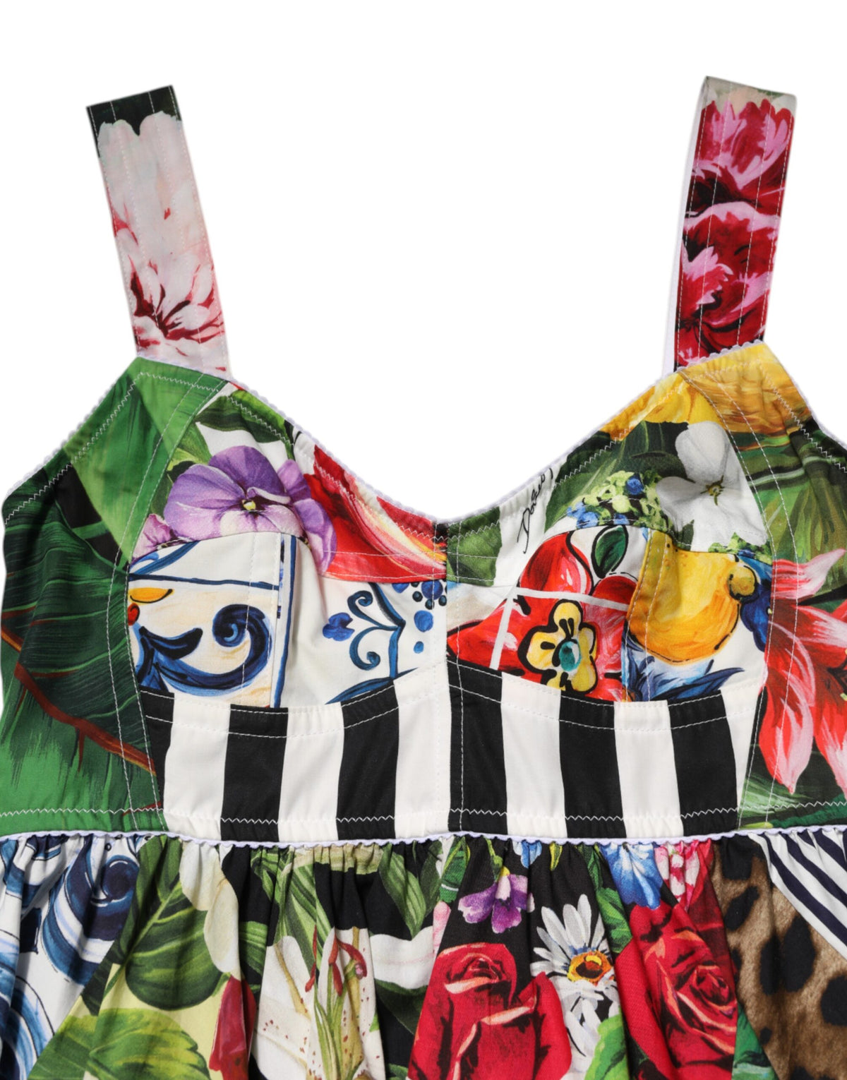 Dolce & Gabbana Mehrfarbiges Patchwork-Minikleid aus Baumwolle im Aline-Stil