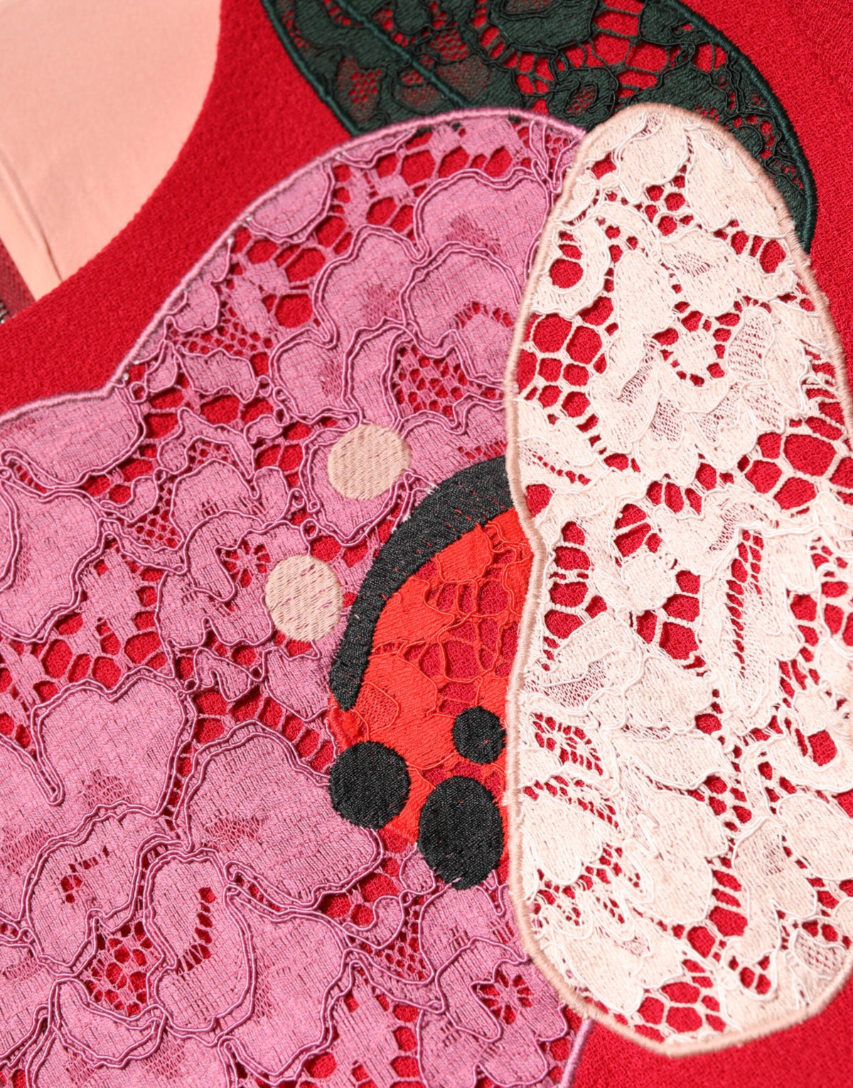 Dolce & Gabbana – A-Linien-Minikleid mit roter Spitzen-Blumenapplikation
