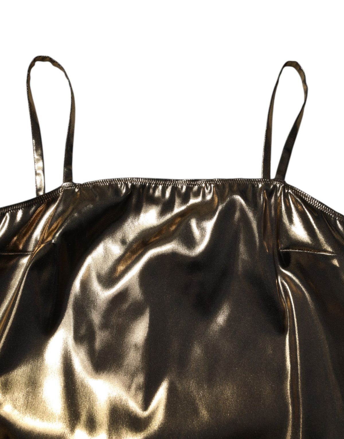 Dolce & Gabbana – Ärmelloses Minikleid in A-Linie in Metallic-Gold