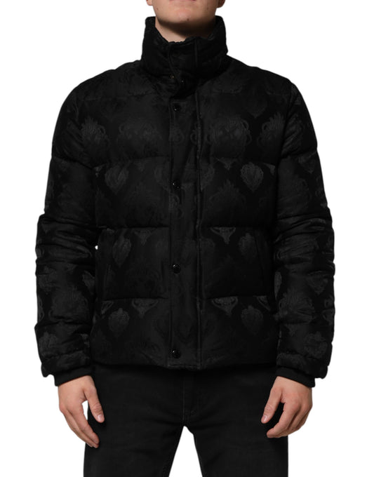 Dolce & Gabbana – Schwarze, gesteppte Bomberjacke aus Jacquard