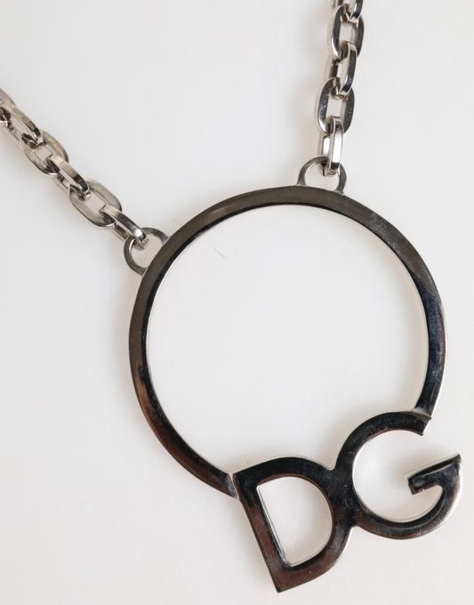 Dolce & Gabbana Silberfarbene Messingkette mit DG-Logo-Anhänger für Herren