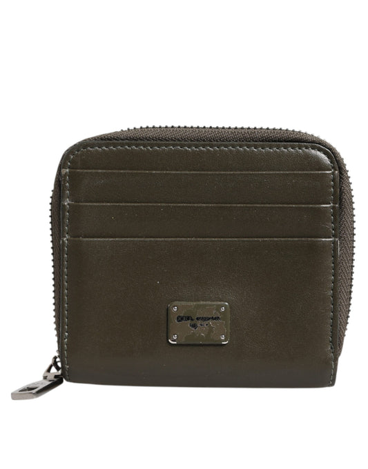 Dolce & Gabbana – Kartenetui mit Münzfach und Logo-Schild aus braunem Leder