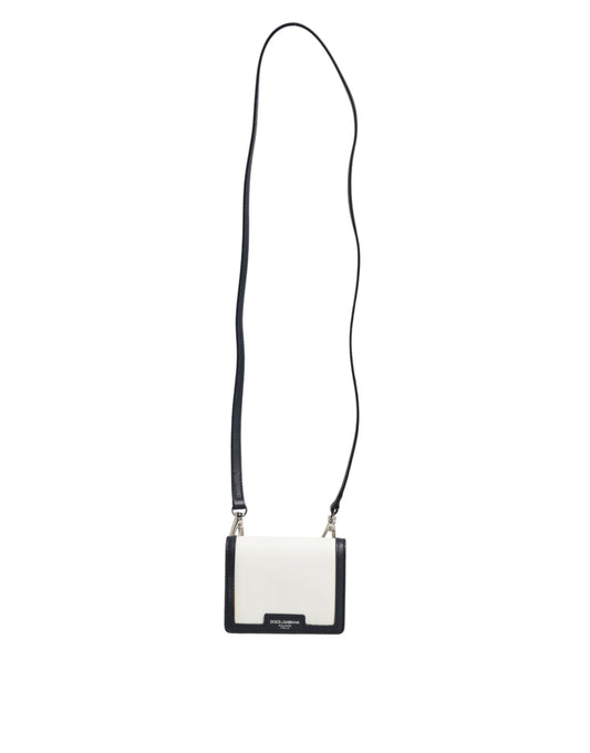 Dolce & Gabbana Beige Schwarz Leder Kartenhalter Crossbody Herren Borse Tasche