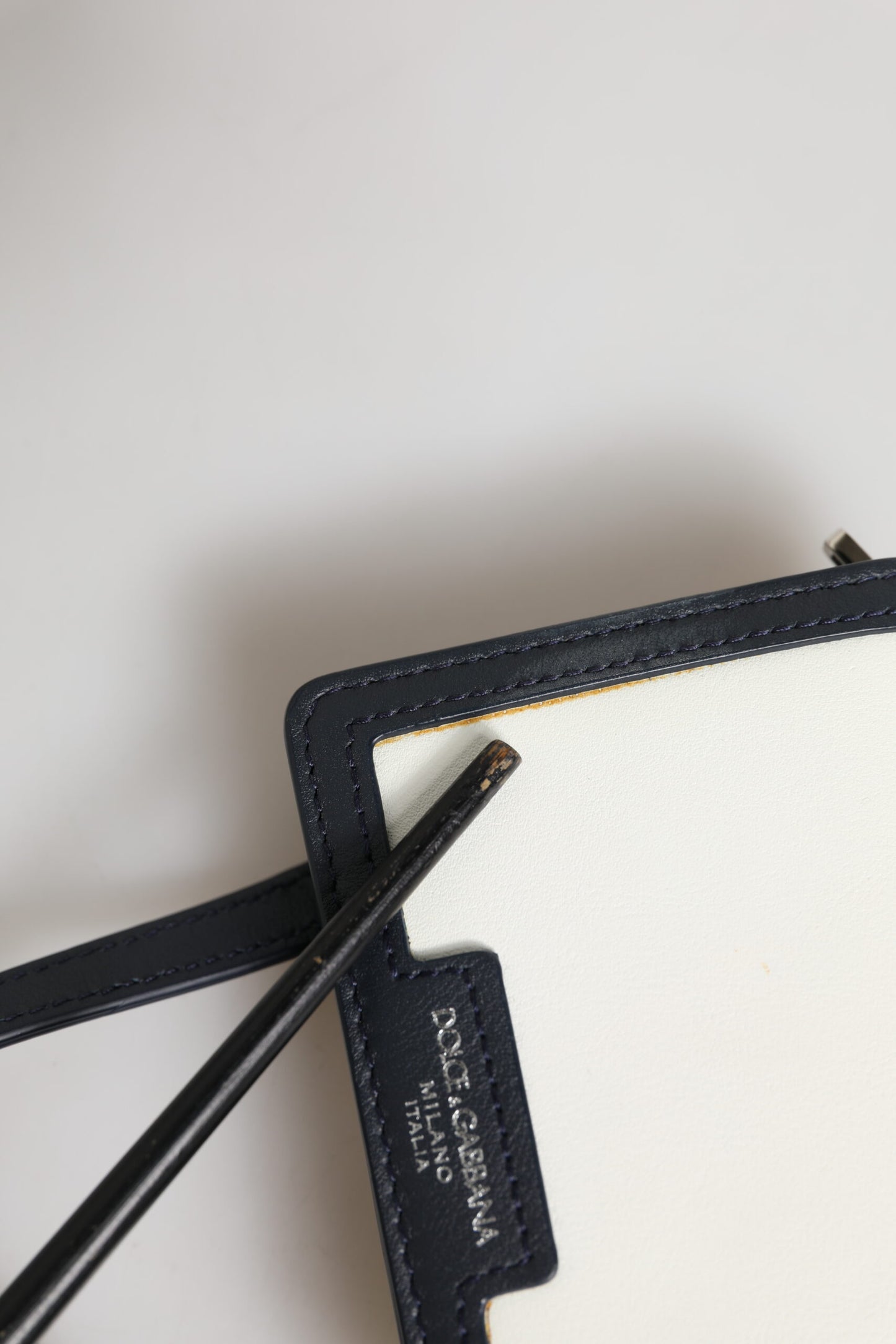 Dolce & Gabbana Beige Schwarz Leder Kartenhalter Crossbody Herren Borse Tasche