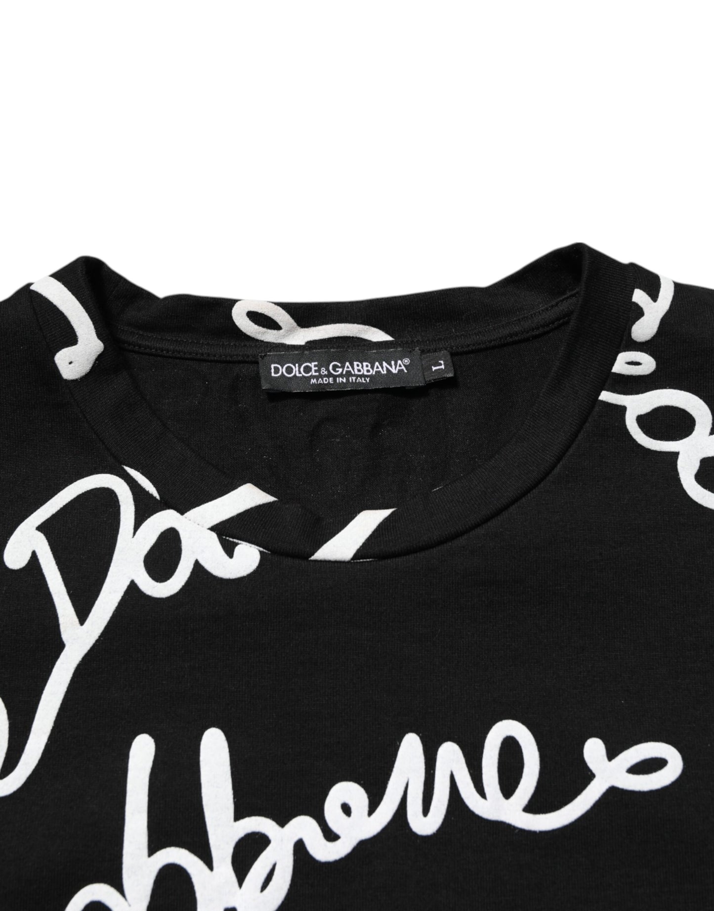 Dolce & Gabbana – Schwarzes Baumwoll-T-Shirt mit Rundhalsausschnitt und Logo-Print
