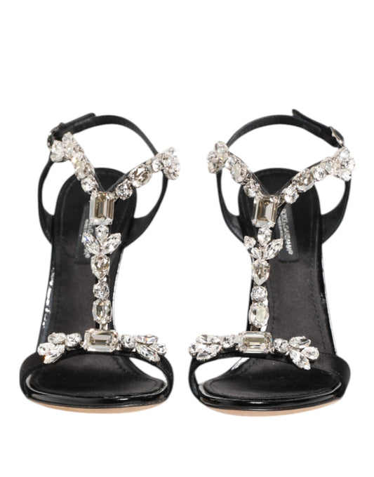 Dolce & Gabbana Schwarze Keira Kristalle Heels Sandalen Schuhe