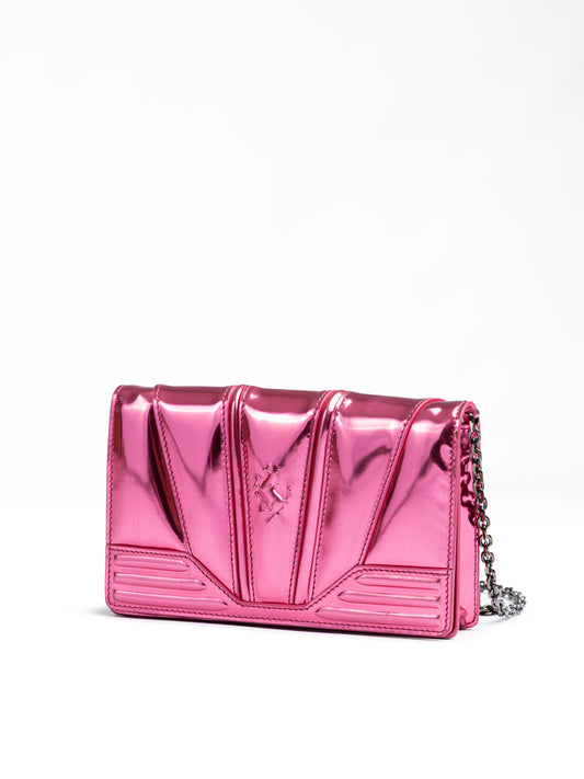 Ferrari Metal Pink GT patent leather bag with chain