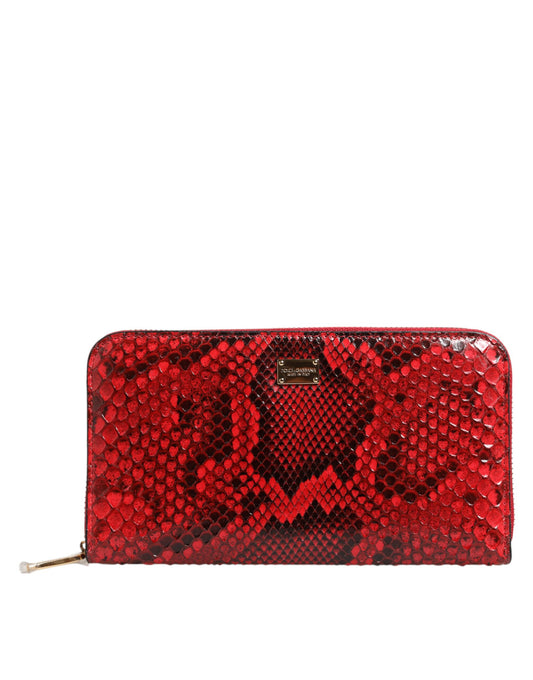 Dolce & Gabbana – Continental-Clutch aus rotem Exotenleder mit Rundum-Reißverschluss